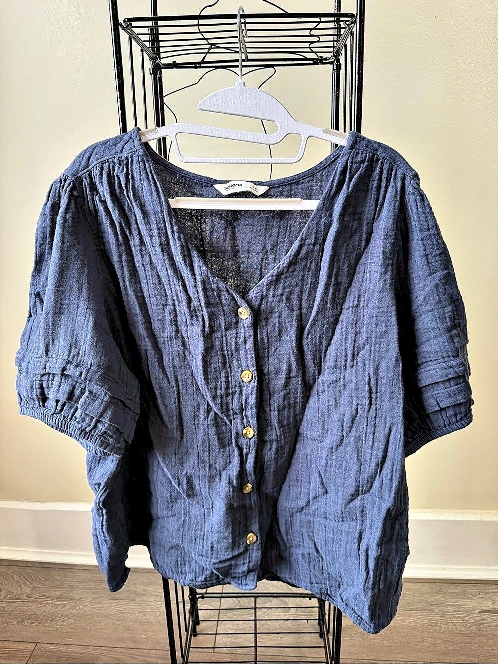 Sonoma Goods For Life Button Front Blouse Blue XXL